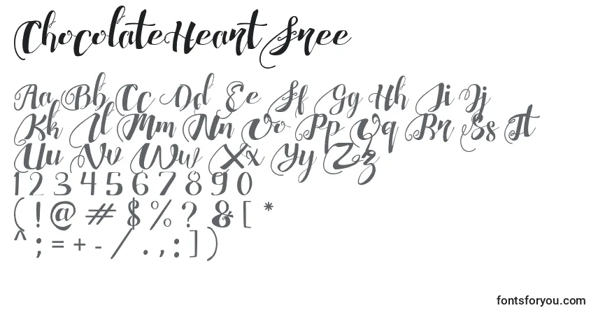 Шрифт ChocolateHeartFree – алфавит, цифры, специальные символы