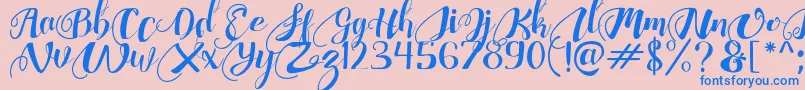 ChocolateHeartFree-Schriftart – Blaue Schriften auf rosa Hintergrund