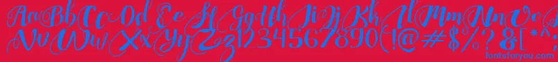 ChocolateHeartFree Font – Blue Fonts on Red Background