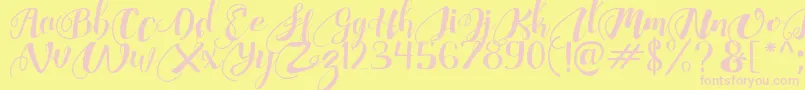 Fonte ChocolateHeartFree – fontes rosa em um fundo amarelo