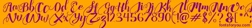 フォントChocolateHeartFree – オレンジの背景に紫のフォント