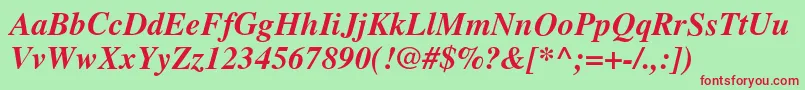 GlobeBoldItalic Font – Red Fonts on Green Background