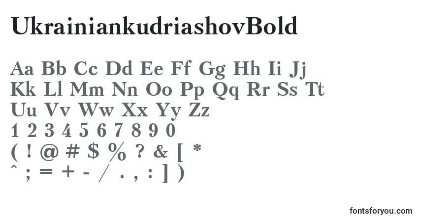 A fonte UkrainiankudriashovBold – alfabeto, números, caracteres especiais