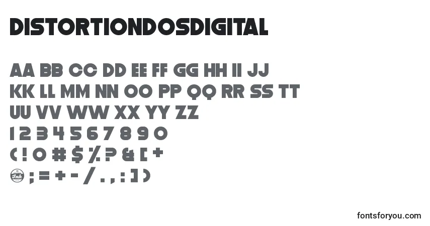 Шрифт DistortionDosDigital – алфавит, цифры, специальные символы