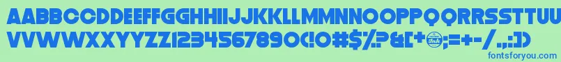 DistortionDosDigital Font – Blue Fonts on Green Background