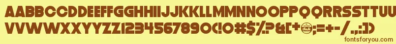 DistortionDosDigital Font – Brown Fonts on Yellow Background