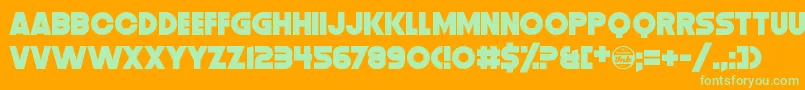 DistortionDosDigital Font – Green Fonts on Orange Background