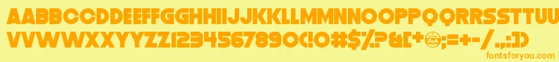 DistortionDosDigital Font – Orange Fonts on Yellow Background