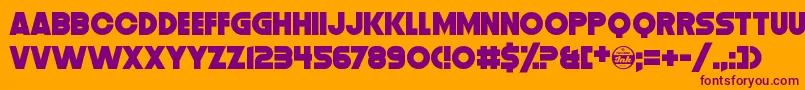 DistortionDosDigital Font – Purple Fonts on Orange Background