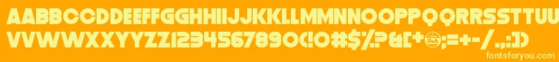 DistortionDosDigital Font – Yellow Fonts on Orange Background