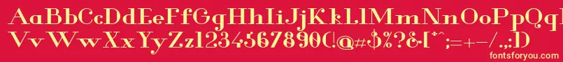 GlamorBoldExtended-Schriftart – Gelbe Schriften auf rotem Hintergrund