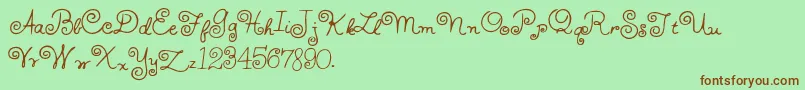 Więcej informacji o czcionce HffWhirlyWhorl Czcionka HffWhirlyWhorl – brązowe czcionki na zielonym tle