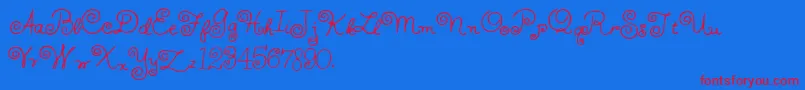 HffWhirlyWhorl-Schriftart – Rote Schriften auf blauem Hintergrund