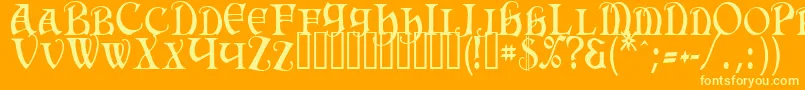 HermiaTM Font – Yellow Fonts on Orange Background