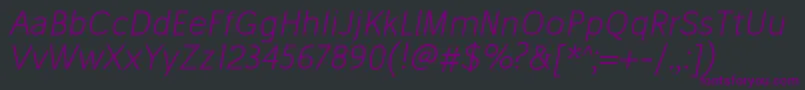 Подробнее о шрифте StiluLightoblique Шрифт StiluLightoblique – фиолетовые шрифты на чёрном фоне