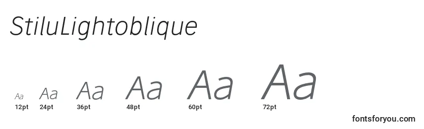 Размеры шрифта StiluLightoblique