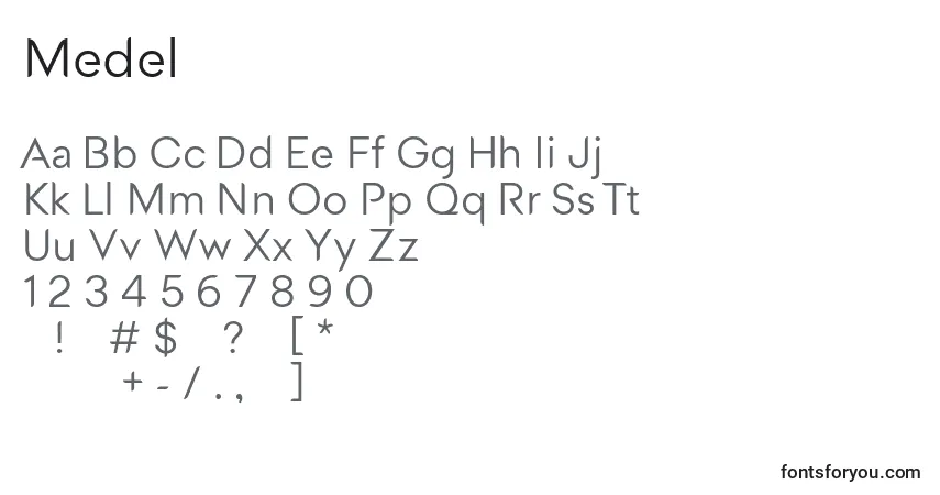 Schriftart Medel – Alphabet, Zahlen, spezielle Symbole