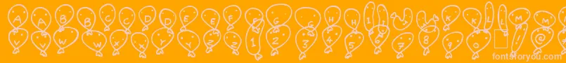 BalloonFriends-Schriftart – Rosa Schriften auf orangefarbenem Hintergrund