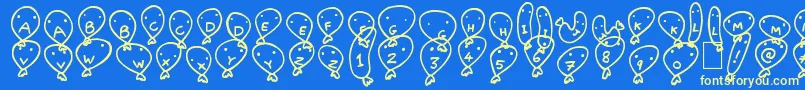 BalloonFriends-Schriftart – Gelbe Schriften auf blauem Hintergrund