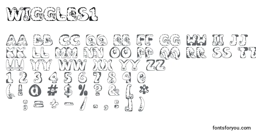A fonte Wiggles1 – alfabeto, números, caracteres especiais