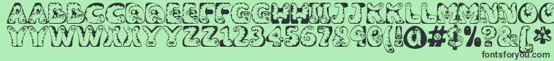 Wiggles1 Font – Black Fonts on Green Background