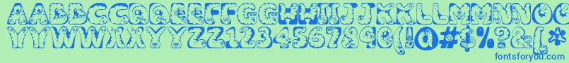 Wiggles1 Font – Blue Fonts on Green Background