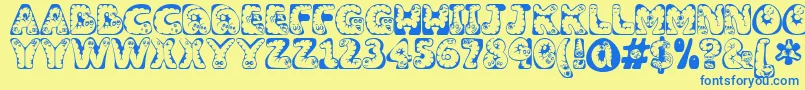 Wiggles1 Font – Blue Fonts on Yellow Background