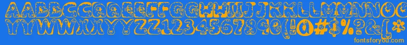 Wiggles1 Font – Orange Fonts on Blue Background