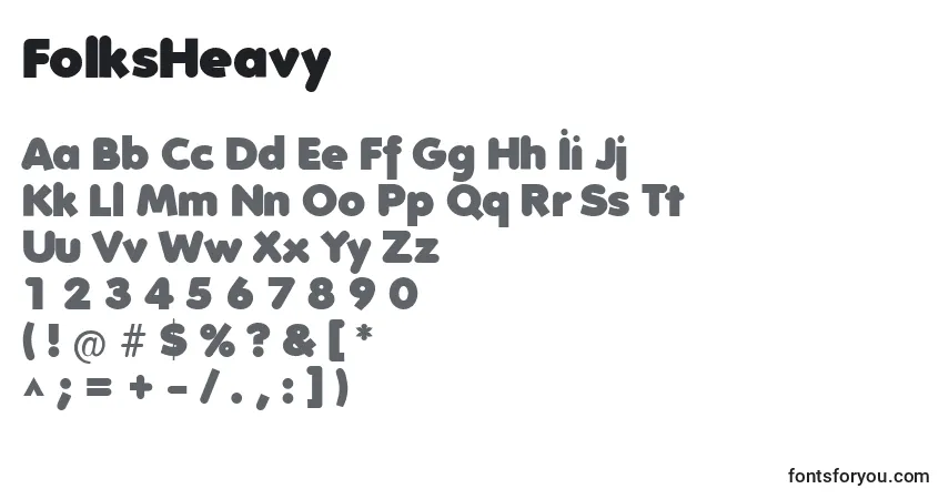 A fonte FolksHeavy – alfabeto, números, caracteres especiais