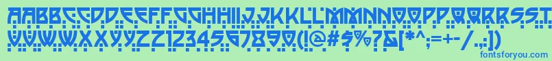 Bala-Schriftart – Blaue Schriften auf grünem Hintergrund