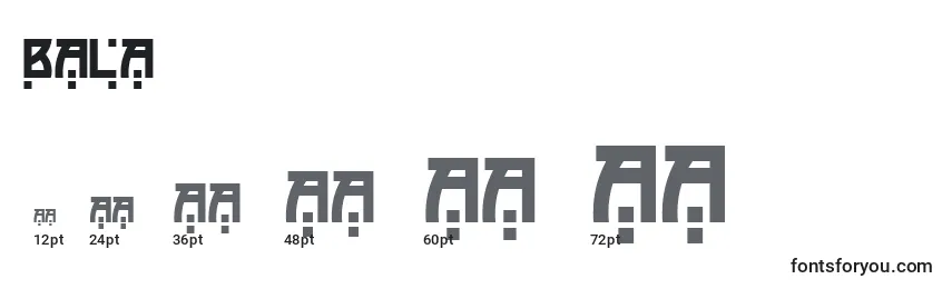 Размеры шрифта Bala