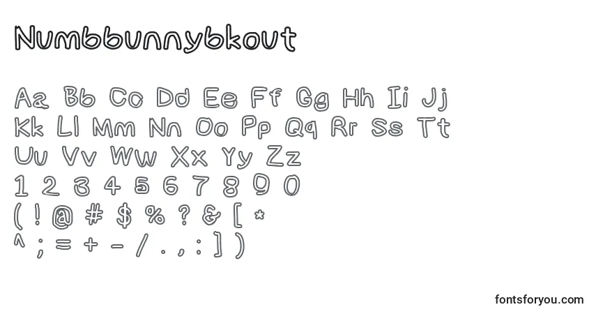 Czcionka Numbbunnybkout – alfabet, cyfry, specjalne znaki