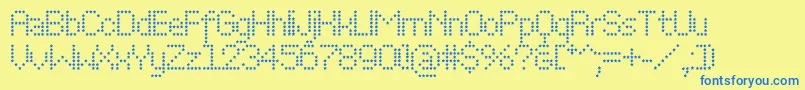 Perfostar-Schriftart – Blaue Schriften auf gelbem Hintergrund