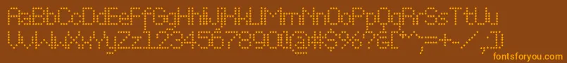 Perfostar-Schriftart – Orangefarbene Schriften auf braunem Hintergrund