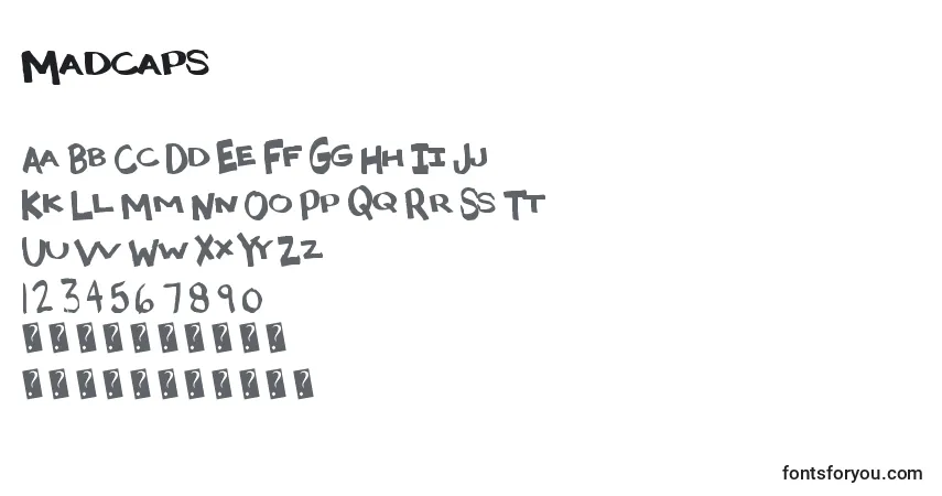 Schriftart Madcaps – Alphabet, Zahlen, spezielle Symbole