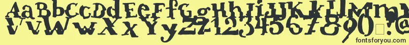 Verrutscht-Schriftart – Schwarze Schriften auf gelbem Hintergrund