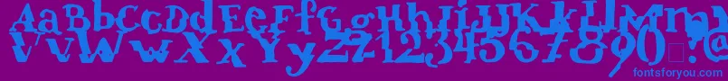 Verrutscht-fontti – siniset fontit violetilla taustalla