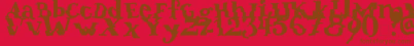 Verrutscht-fontti – ruskeat fontit punaisella taustalla