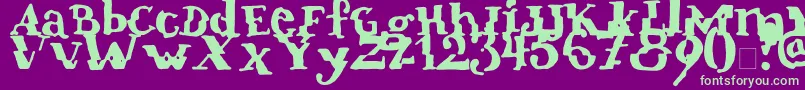 Verrutscht-Schriftart – Grüne Schriften auf violettem Hintergrund