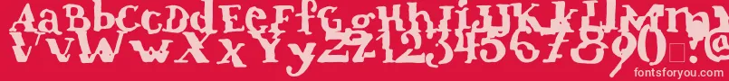 Verrutscht-fontti – vaaleanpunaiset fontit punaisella taustalla