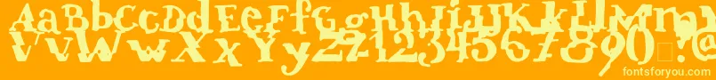 Verrutscht-Schriftart – Gelbe Schriften auf orangefarbenem Hintergrund