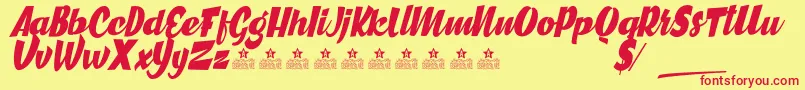 GreatCitiesPersonalUse Font – Red Fonts on Yellow Background