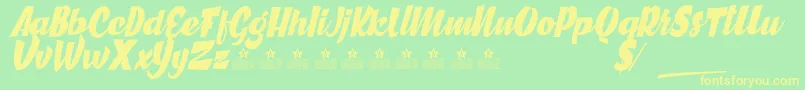 GreatCitiesPersonalUse-Schriftart – Gelbe Schriften auf grünem Hintergrund