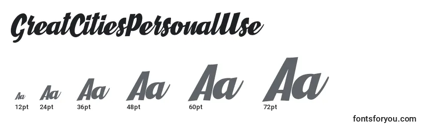 GreatCitiesPersonalUse Font Sizes