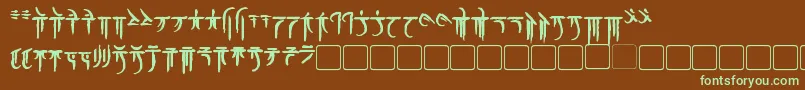 IokharicBold-fontti – vihreät fontit ruskealla taustalla
