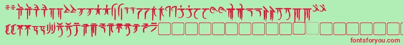 IokharicBold-fontti – punaiset fontit vihreällä taustalla