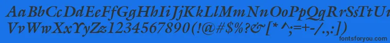 Шрифт GarethBolditalic – чёрные шрифты на синем фоне