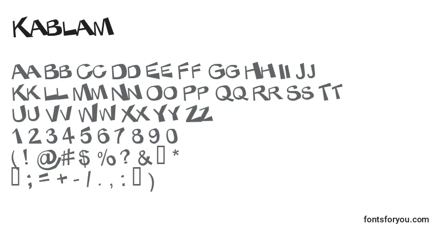 A fonte Kablam – alfabeto, números, caracteres especiais