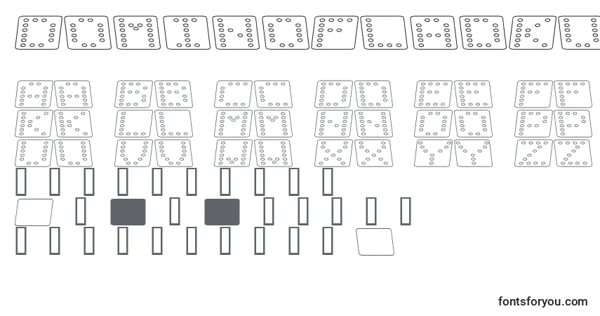Schriftart DominoFladKursivOmrids – Alphabet, Zahlen, spezielle Symbole