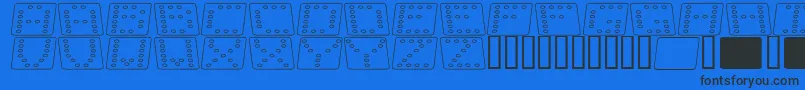 DominoFladKursivOmrids-Schriftart – Schwarze Schriften auf blauem Hintergrund
